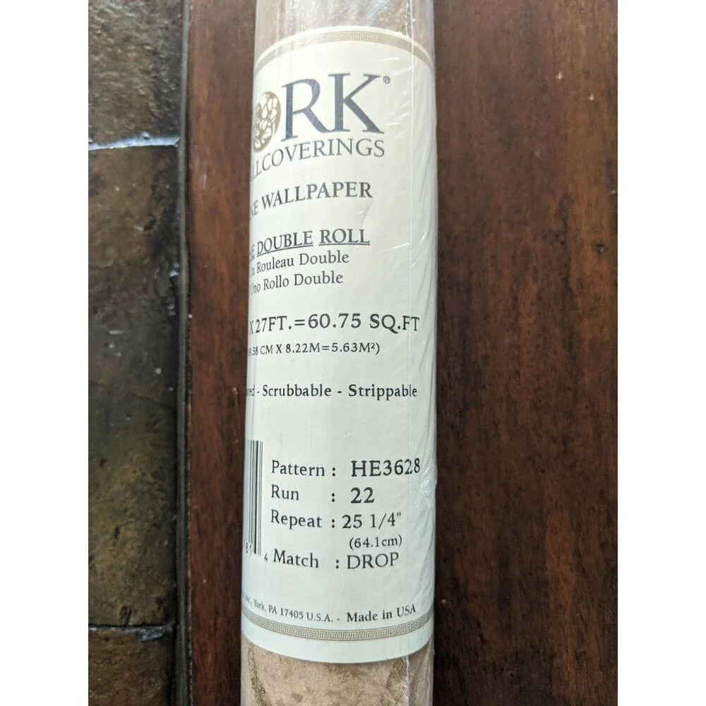 York Wallcoverings Fine Wallpaper One Double Roll 60.75 sq.et Tan & Gold New
